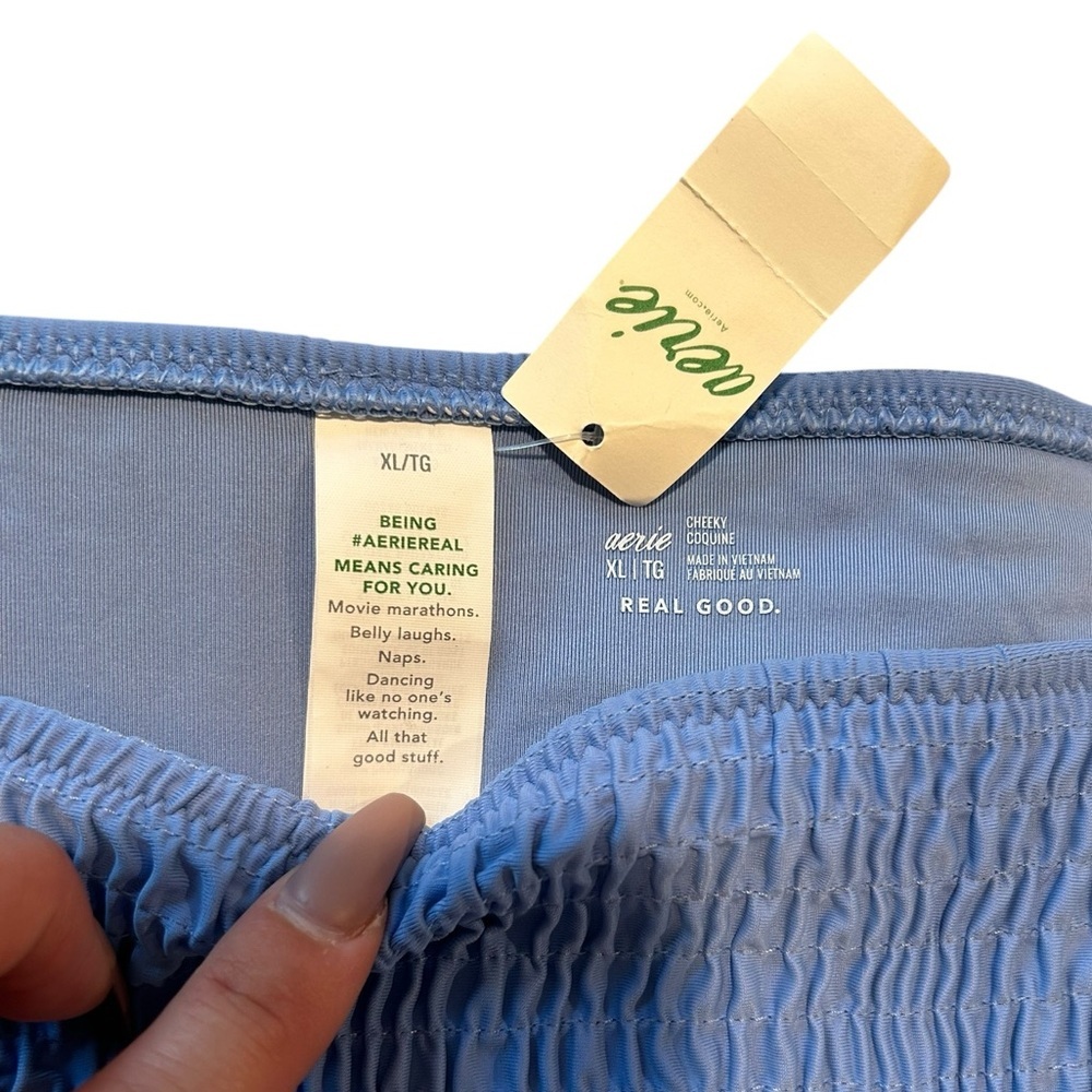 NWT AERIE Cheeky Side Tie Crinkle Bikini Bottoms XL Size - Picture 2 of 6